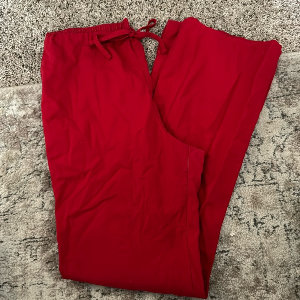 Women’s Red Drawstring Wide-Leg Pants